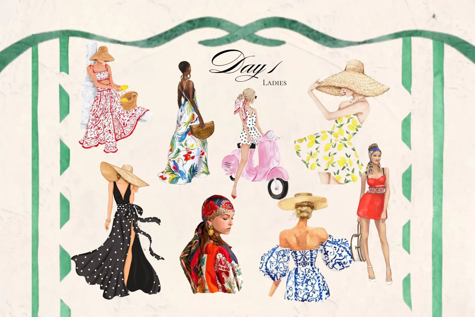 Day 1 ladies dress code illustrations