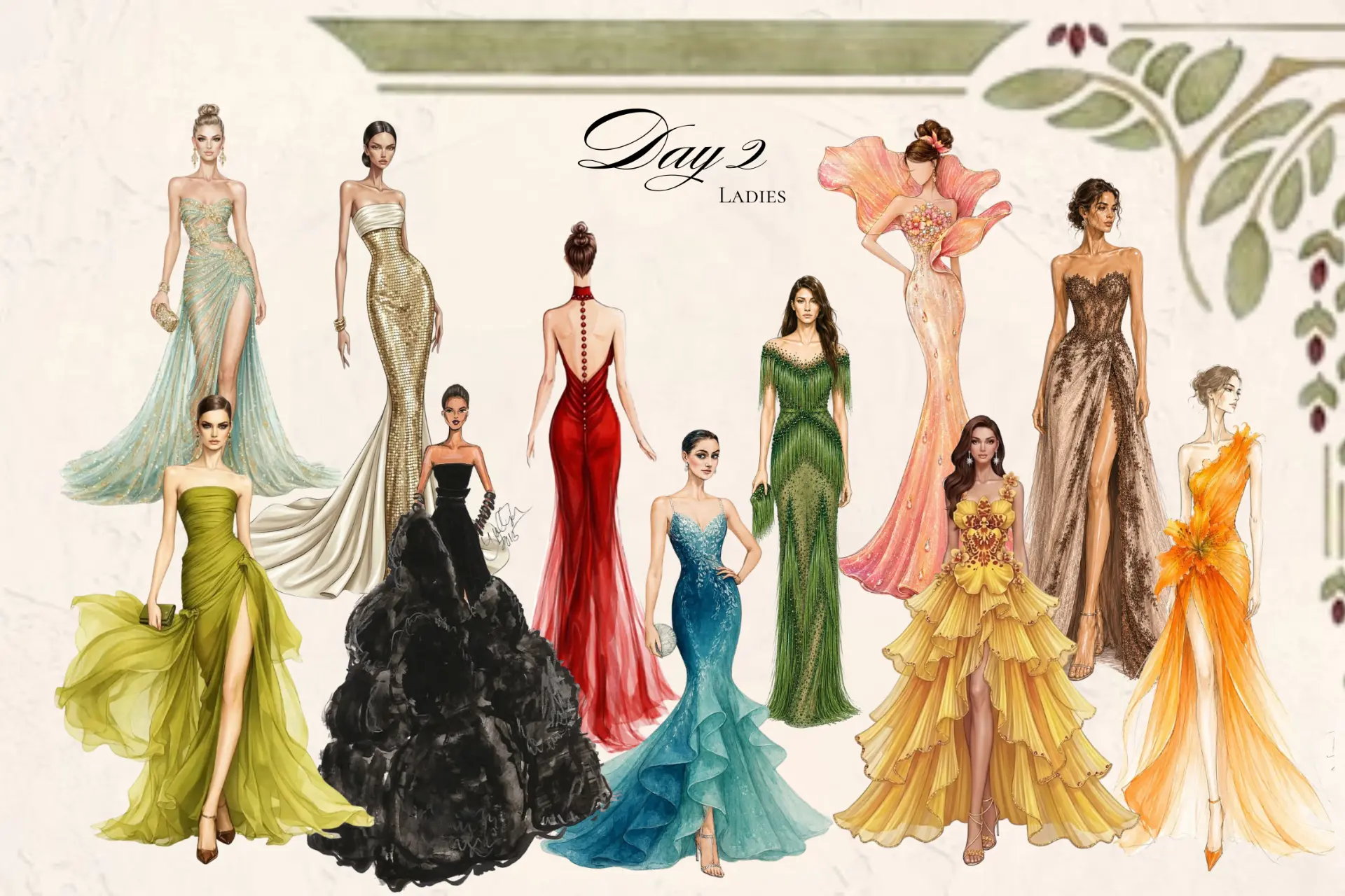 Day 2 ladies dress code illustrations