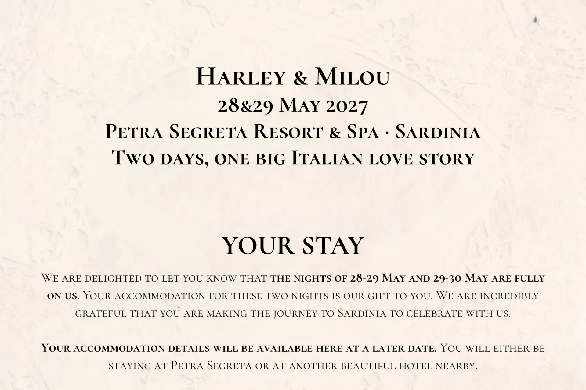 Your stay — hotels and check-in details